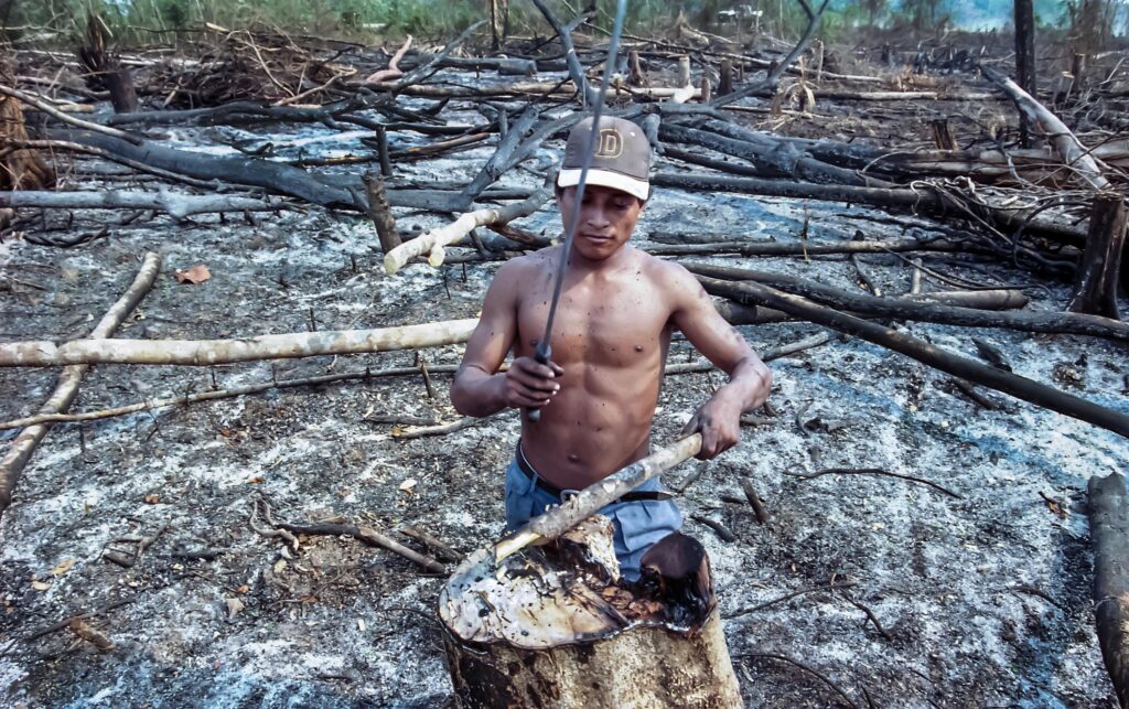 Bosawás: Mulukukú. Abril de 2006. Un campesino despala el bosque y realiza quemas para siembra en las montañas de Mulukukú que pertenece a la zona de amortiguamiento de Bosawás| ©Óscar Navarrete| Galería News.