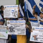 León, Nicaragua. 19/05/2018. Marcha Azul y Blanco contra el régimen dictatorial de Daniel Ortega y Rosario Murillo. desde el 18 de Abril Nicaragua vive en enfrentamientos permanentes contrs la Policia Nacional y las fuerzas paramilitares del gobierno que han ocasionado mas de 120 personas asesinadas. Oscar Navarrete